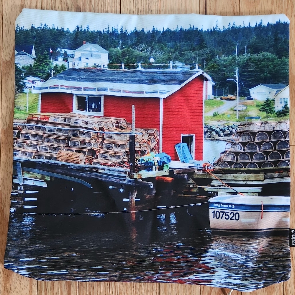 Society6 quality fabric Fisherman Shack Pillow AND Cover  16x16 NEW Lobster